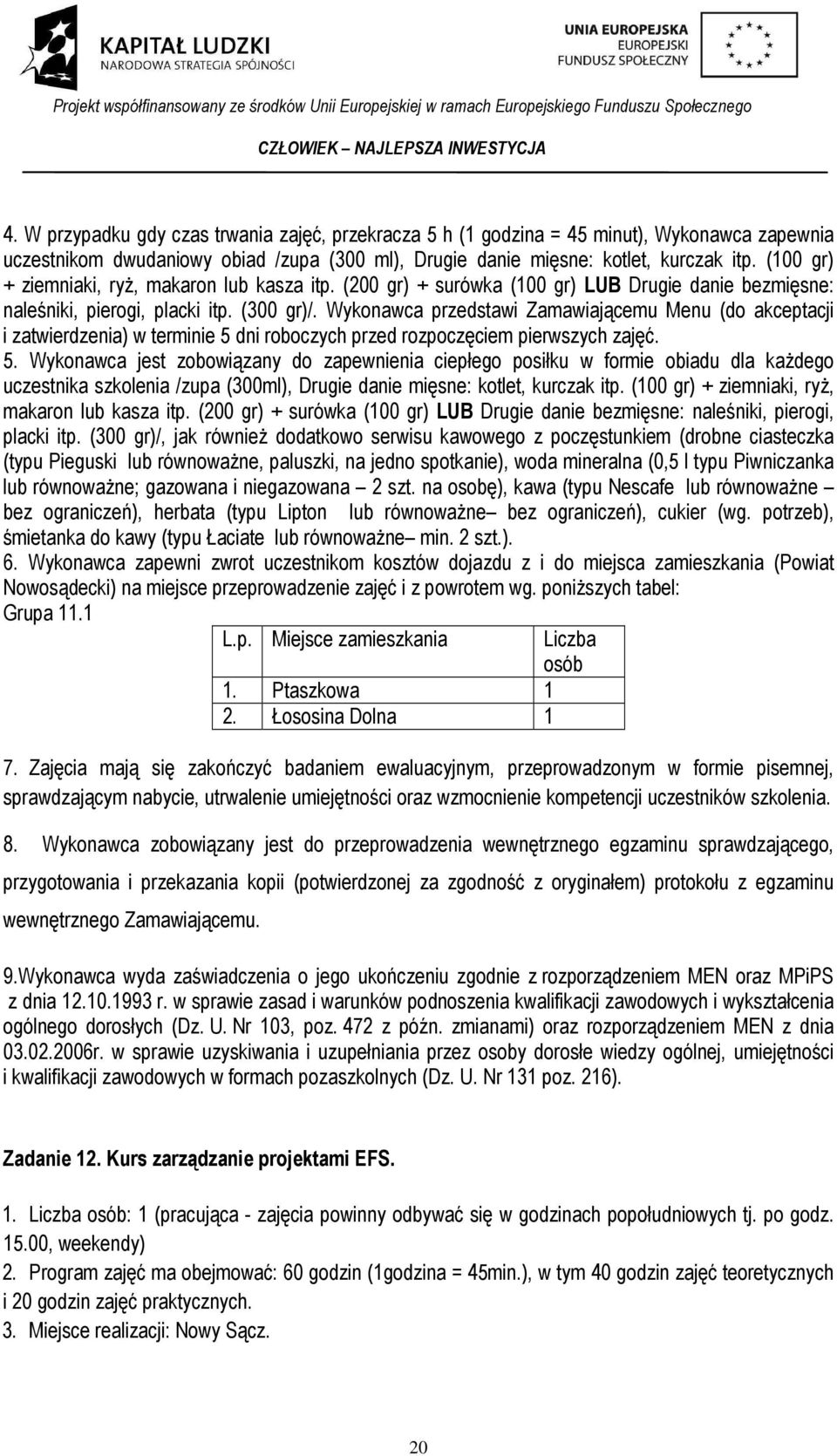Wykonawca przedstawi Zamawiającemu Menu (do akceptacji i zatwierdzenia) w terminie 5 