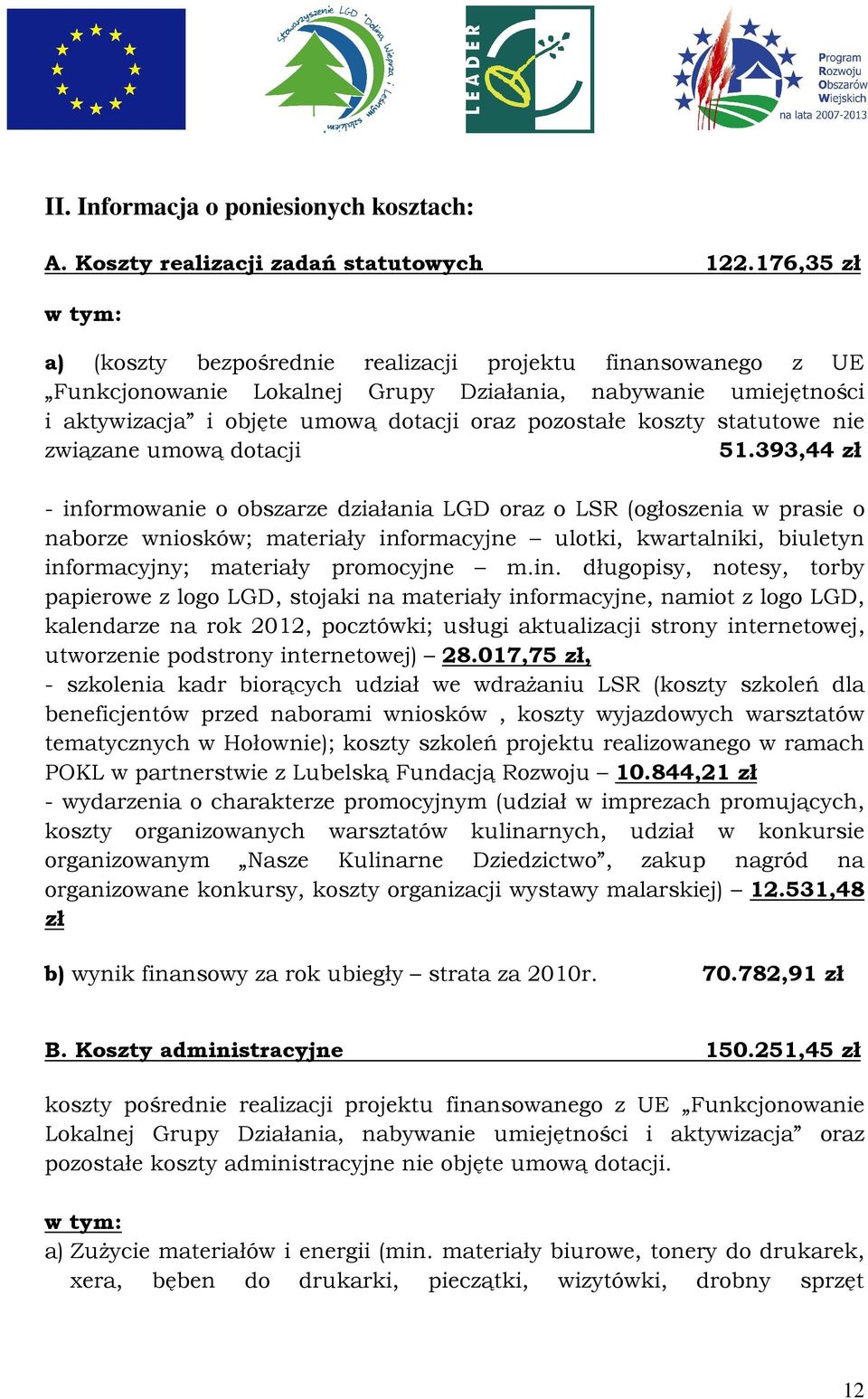 koszty statutowe nie związane umową dotacji 51.