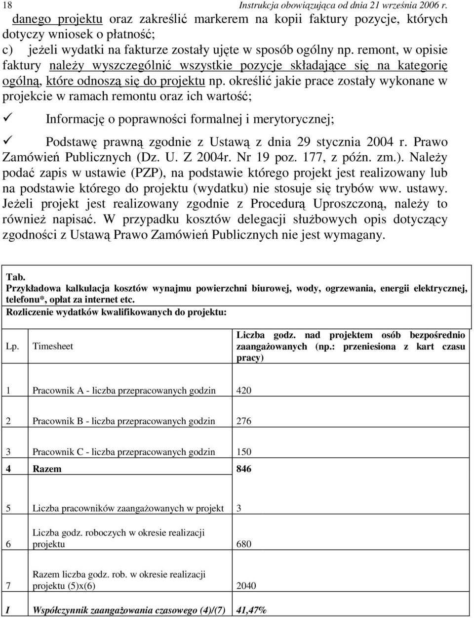 określić jakie prace zostały wykonane w projekcie w ramach remontu oraz ich wartość; Informację o poprawności formalnej i merytorycznej; Podstawę prawną zgodnie z Ustawą z dnia 29 stycznia 2004 r.