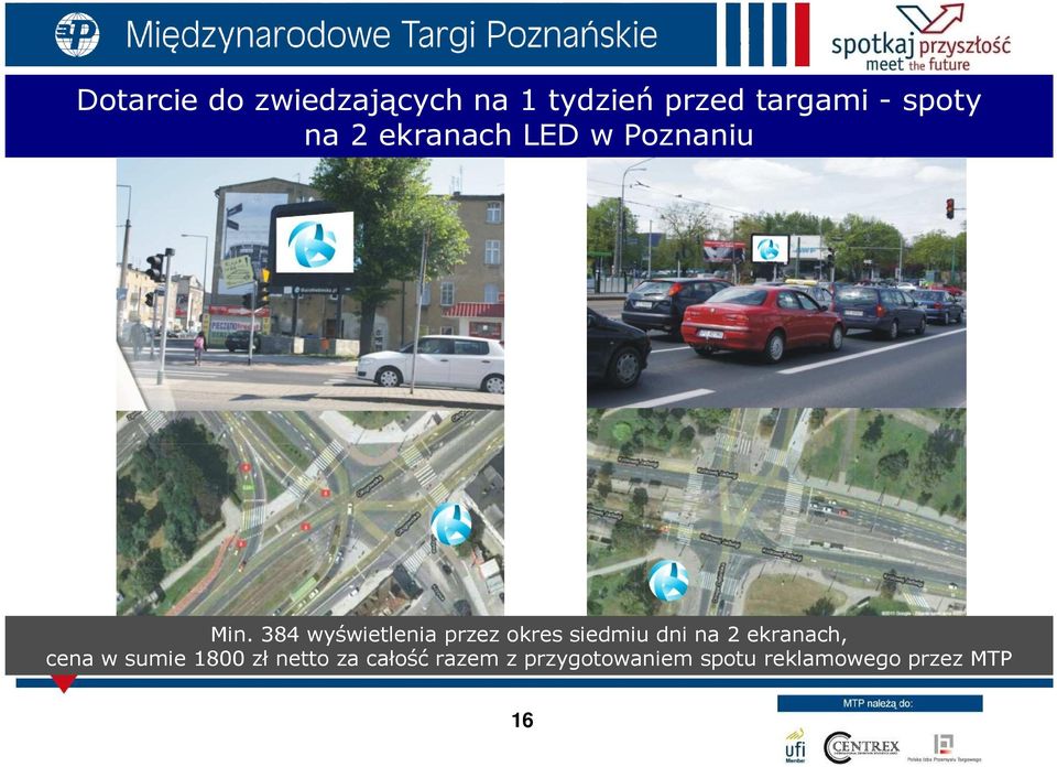 384 wyświetlenia przez okres siedmiu dni na 2 ekranach, cena