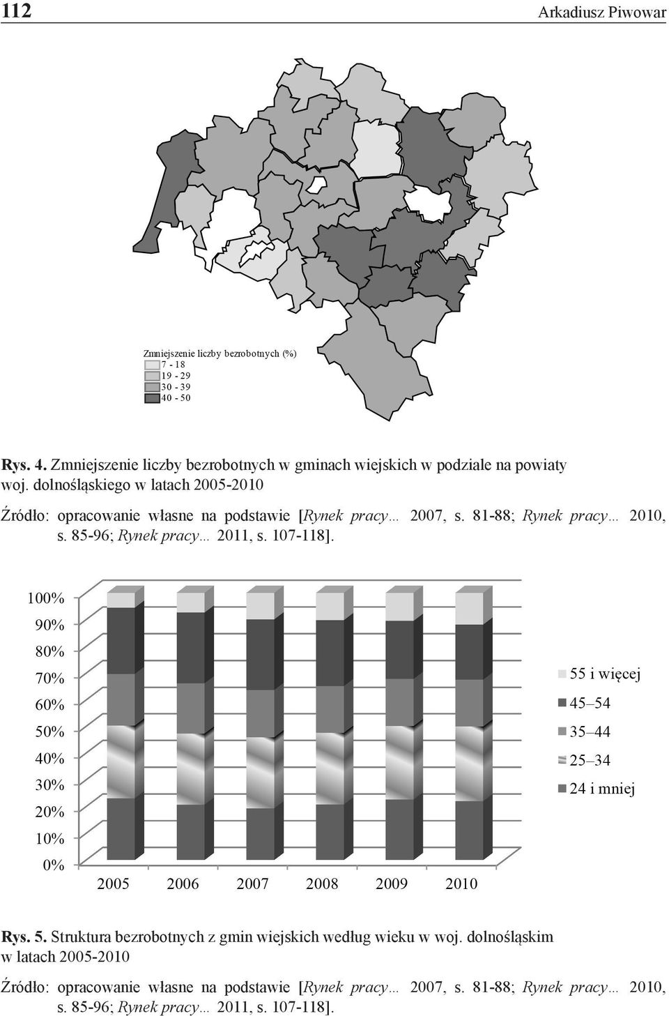 85-96; Rynek pracy 2011, s. 107-118]. Rys. 5. Struktura bezrobotnych z gmin wiejskich według wieku w woj.