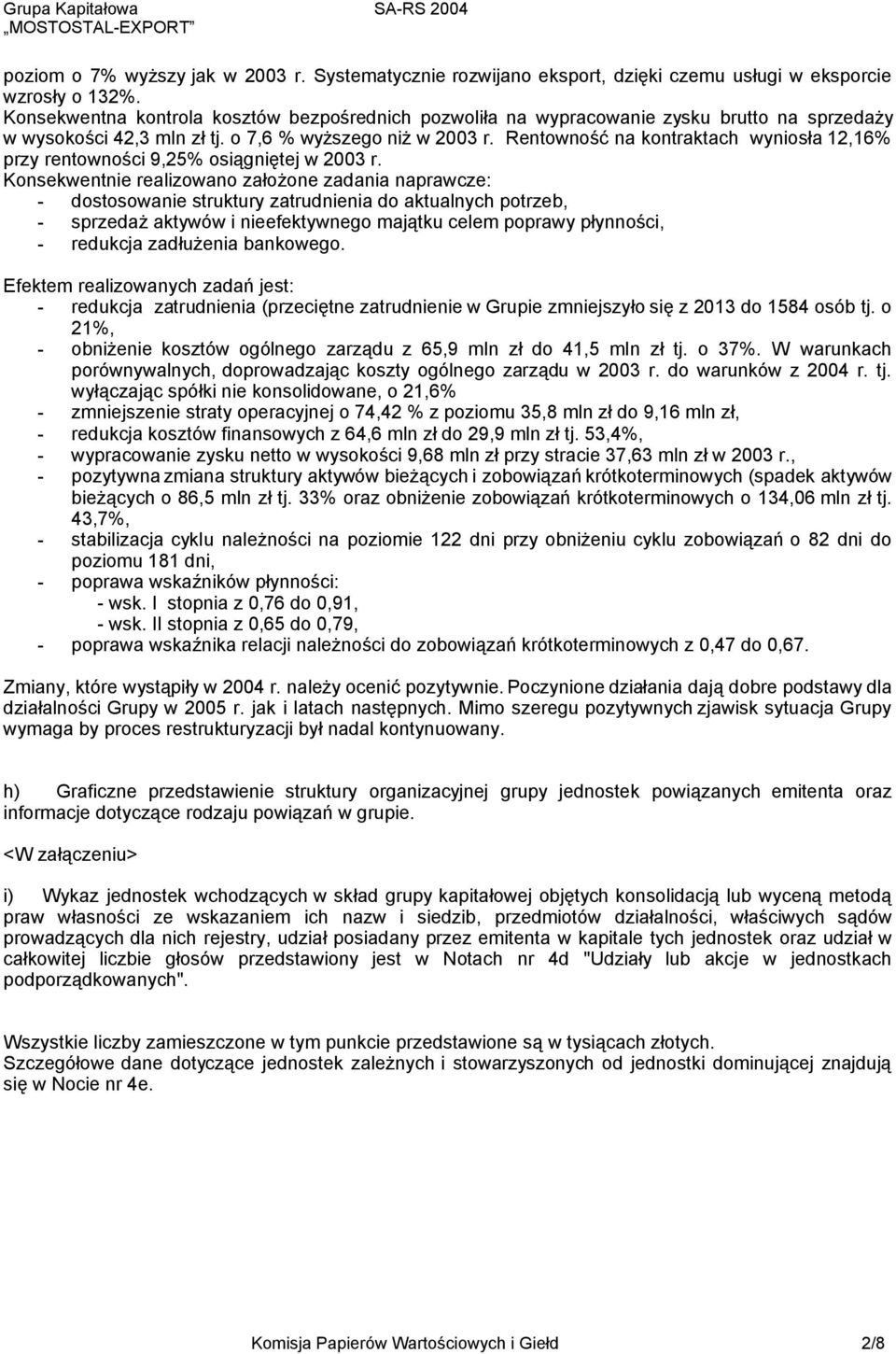 Rentowność na kontraktach wyniosła 12,16% przy rentowności 9,25% osiągniętej w 2003 r.