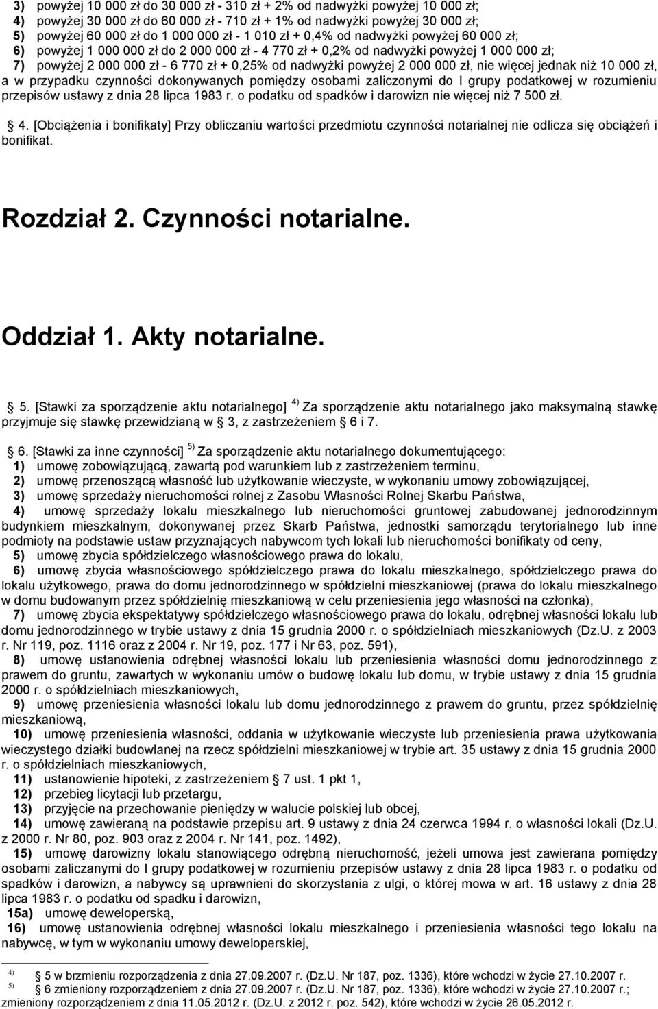 2 000 000 zł, nie więcej jednak niż 10 000 zł, a w przypadku czynności dokonywanych pomiędzy osobami zaliczonymi do I grupy podatkowej w rozumieniu przepisów ustawy z dnia 28 lipca 1983 r.