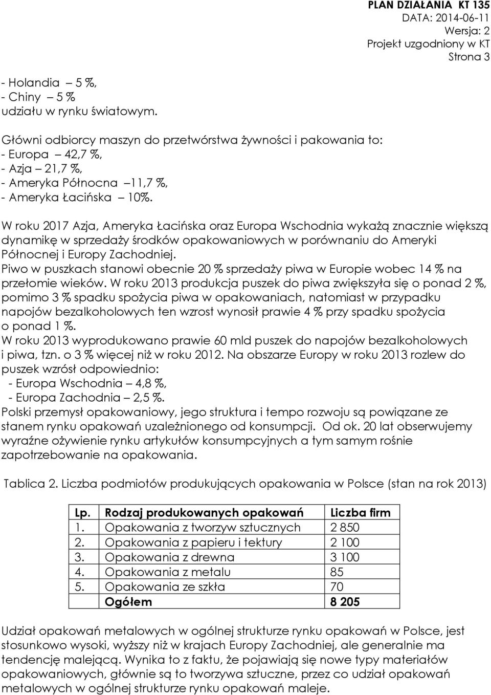 W roku 2017 Azja, Ameryka Łacińska oraz Europa Wschodnia wykażą znacznie większą dynamikę w sprzedaży środków opakowaniowych w porównaniu do Ameryki Północnej i Europy Zachodniej.