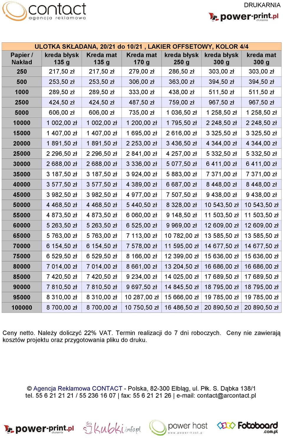 OFFSETOWY, KOLOR 4/4 170 g g 300 g kreda mat 300 g 1 036,50 zł 1 258,50 zł 1 258,50 zł 1 002,00 zł 1 002,00 zł 1 200,00 zł 1 795,50 zł 2 248,50 zł 2 248,50 zł 1 407,00 zł 1 407,00 zł 1 695,00 zł 2