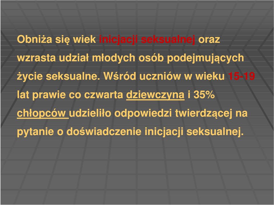 Wśród uczniów w wieku 15-1919 lat prawie co czwarta dziewczyna i