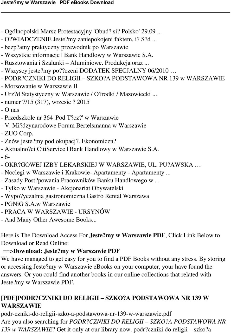 ?czeni DODATEK SPECJALNY 06/2010 - PODR?CZNIKI DO RELIGII SZKO?A PODSTAWOWA NR 139 w WARSZAWIE - Morsowanie w Warszawie II - Urz?d Statystyczny w Warszawie / O?rodki / Mazowiecki.
