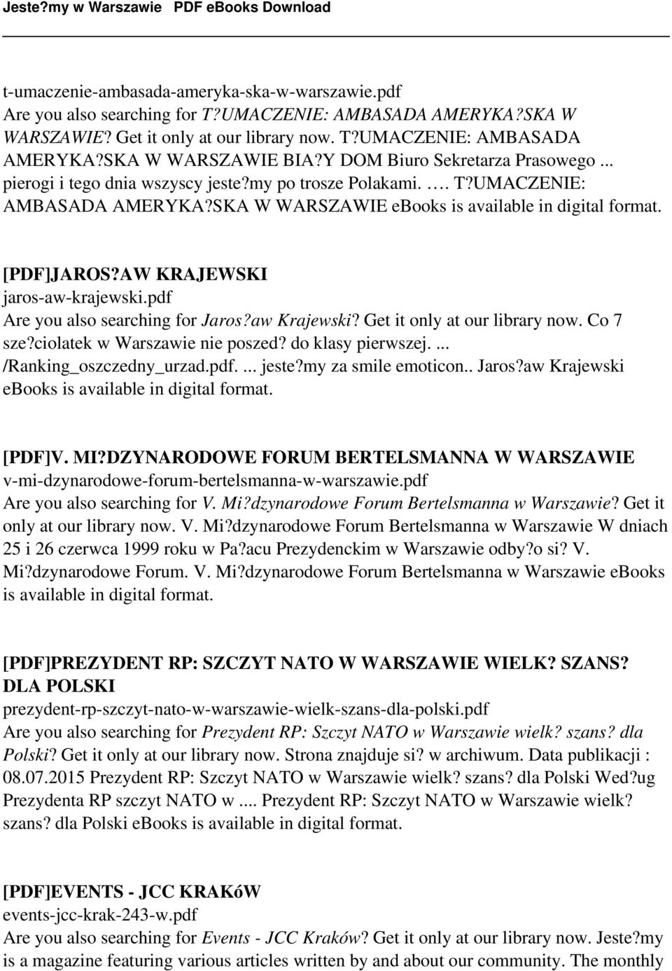 pdf Are you also searching for Jaros?aw Krajewski? Get it only at our library now. Co 7 sze?ciolatek w Warszawie nie poszed? do klasy pierwszej.... /Ranking_oszczedny_urzad.pdf.... jeste?