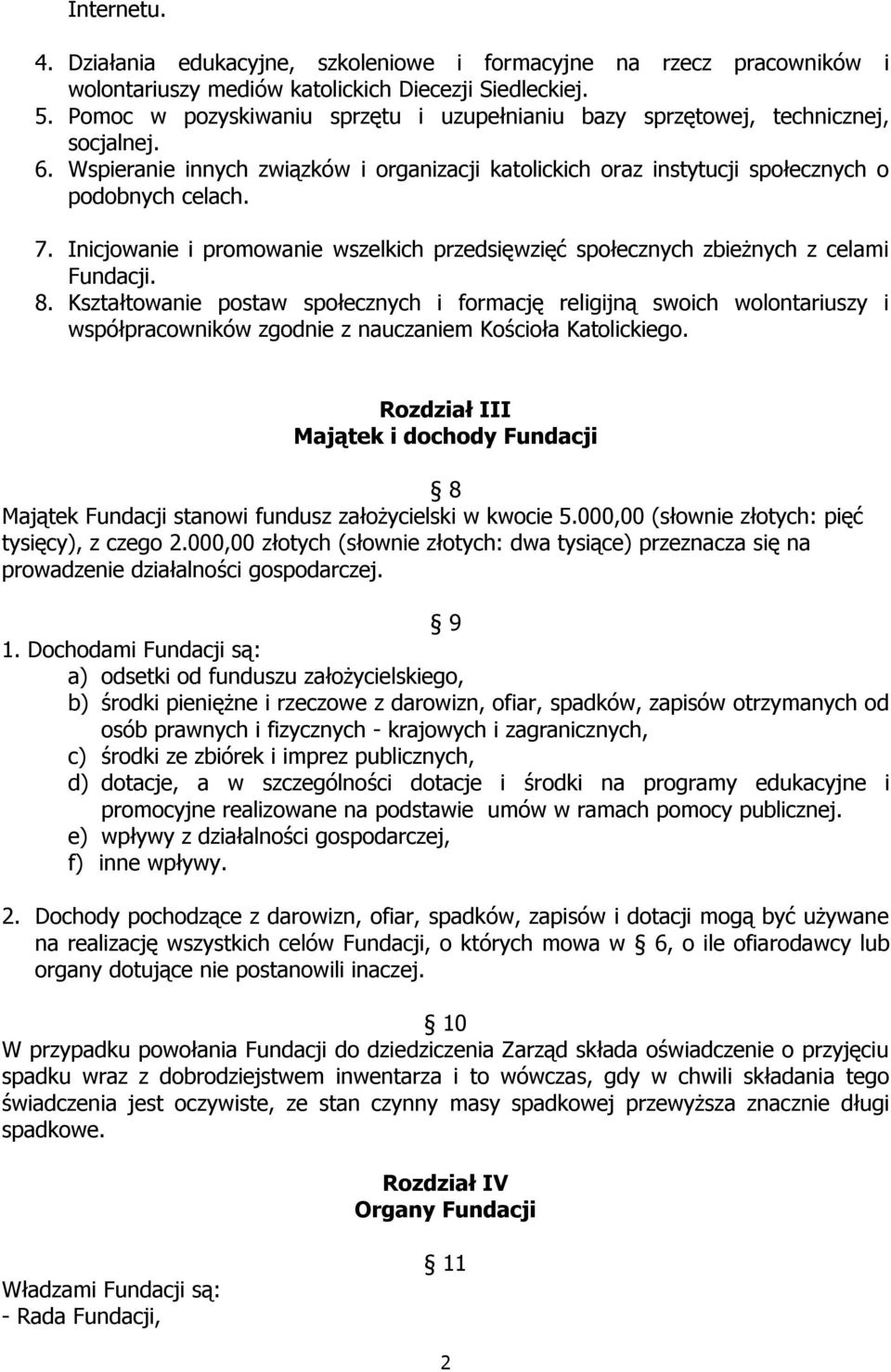 Inicjowanie i promowanie wszelkich przedsięwzięć społecznych zbieżnych z celami Fundacji. 8.