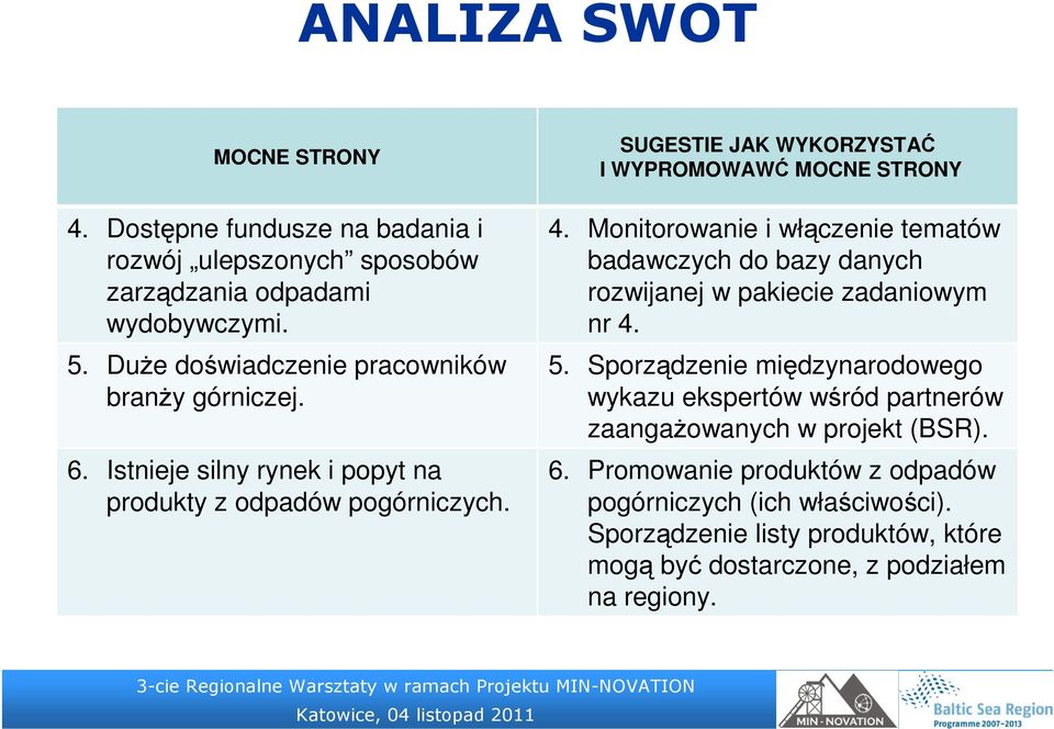 Istnieje silny rynek i popyt na produkty z odpadów pogórniczych. 4.