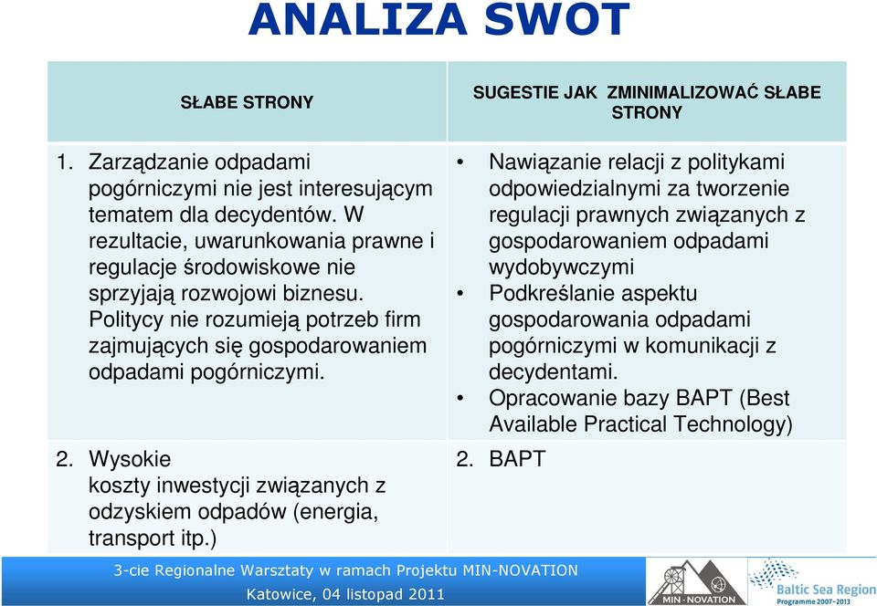 Politycy nie rozumieją potrzeb firm zajmujących się gospodarowaniem odpadami pogórniczymi. 2.