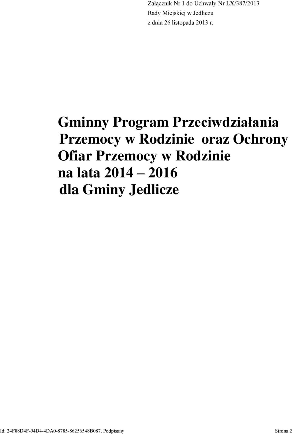 Gminny Program Przeciwdziałania Przemocy w Rodzinie oraz Ochrony Ofiar