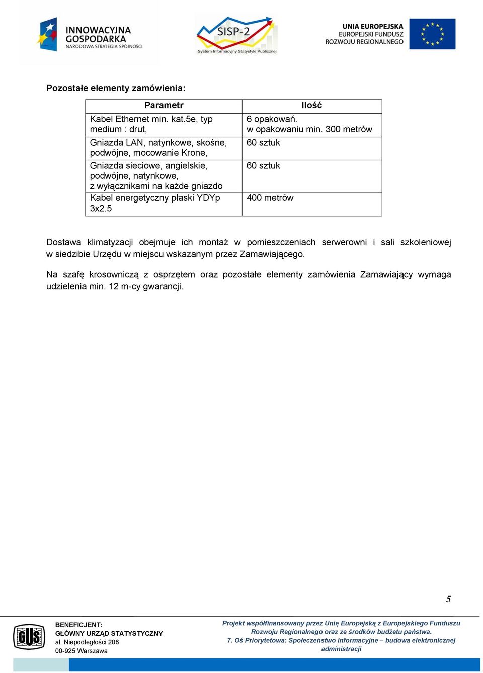 każde gniazdo Kabel energetyczny płaski YDYp 3x2.5 Ilość 6 opakowań. w opakowaniu min.