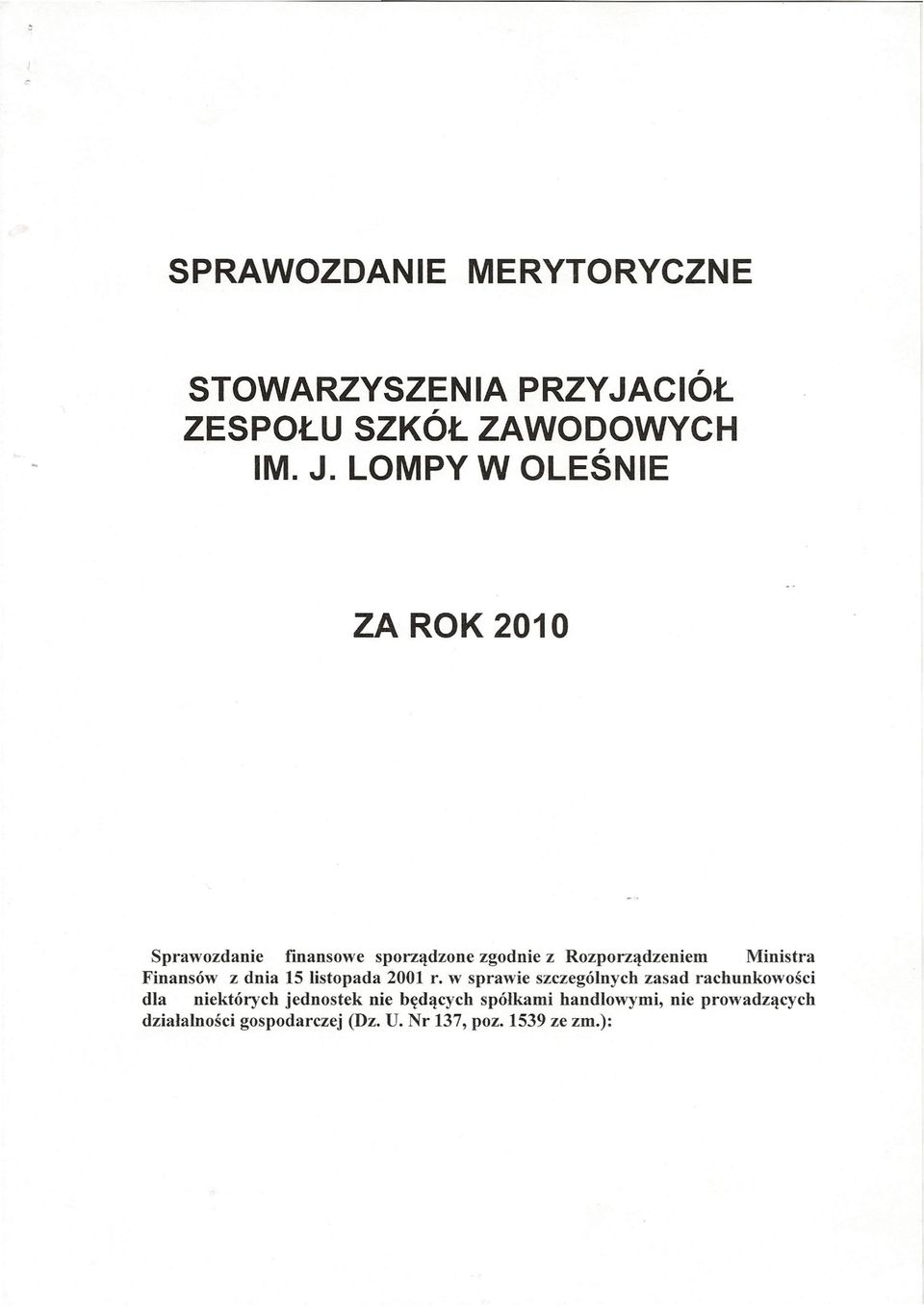 Finansów z dnia 15 listopada 2001 r.