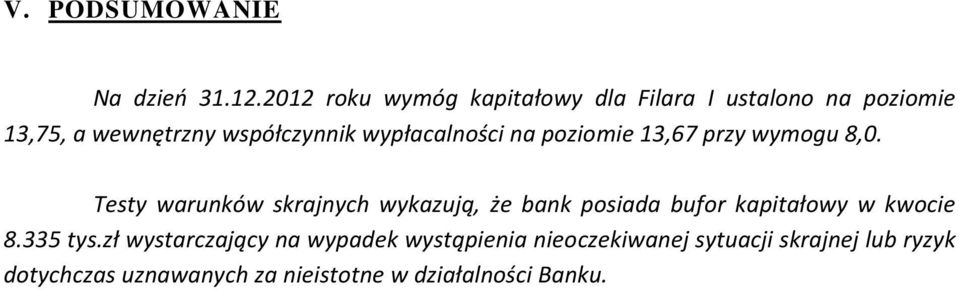 wypłacalności na poziomie 13,67 przy wymogu 8,0.