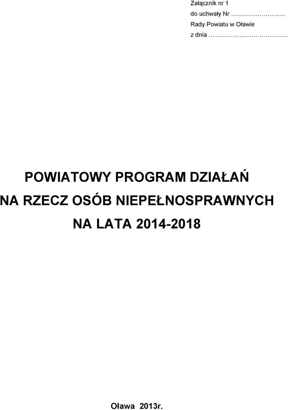 PROGRAM DZIAŁAŃ NA RZECZ OSÓB