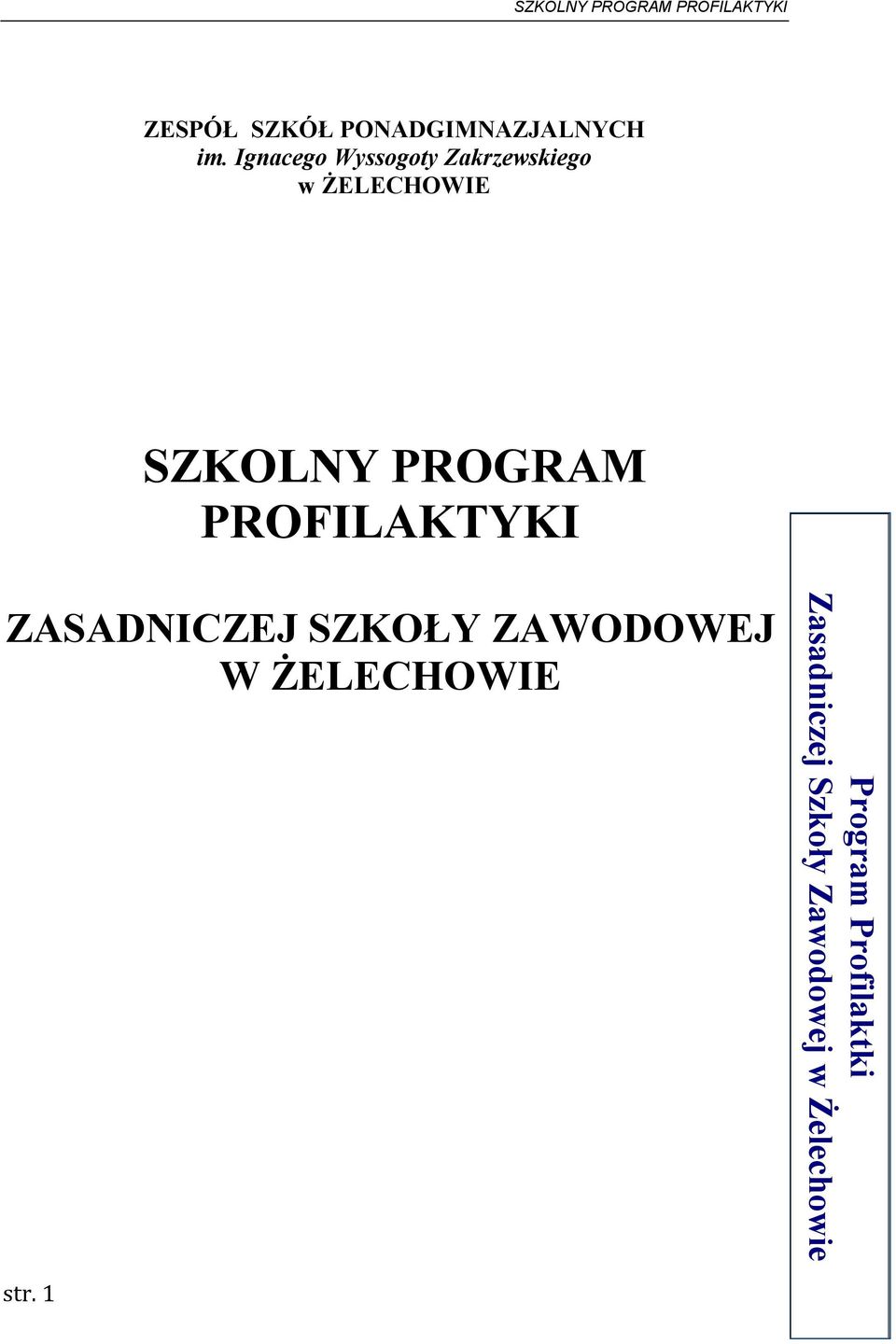PROGRAM PROFILAKTYKI ZASADNICZEJ SZKOŁY ZAWODOWEJ W