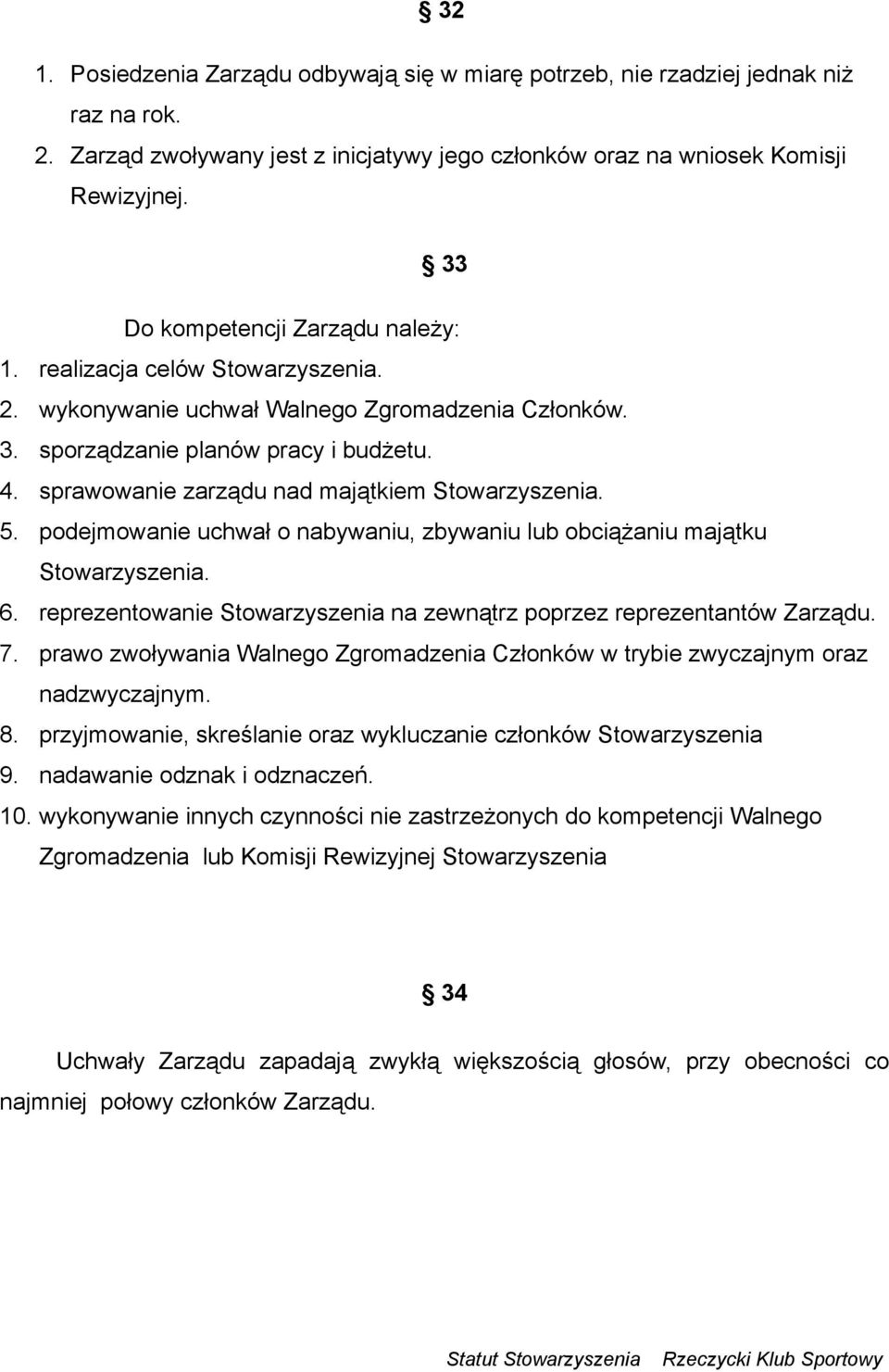 sprawowanie zarządu nad majątkiem Stowarzyszenia. 5. podejmowanie uchwał o nabywaniu, zbywaniu lub obciążaniu majątku Stowarzyszenia. 6.