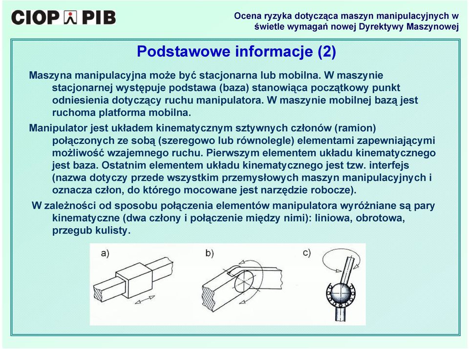 Manipulator jest układem kinematycznym sztywnych członów (ramion) połączonych ze sobą (szeregowo lub równolegle) elementami zapewniającymi możliwość wzajemnego ruchu.