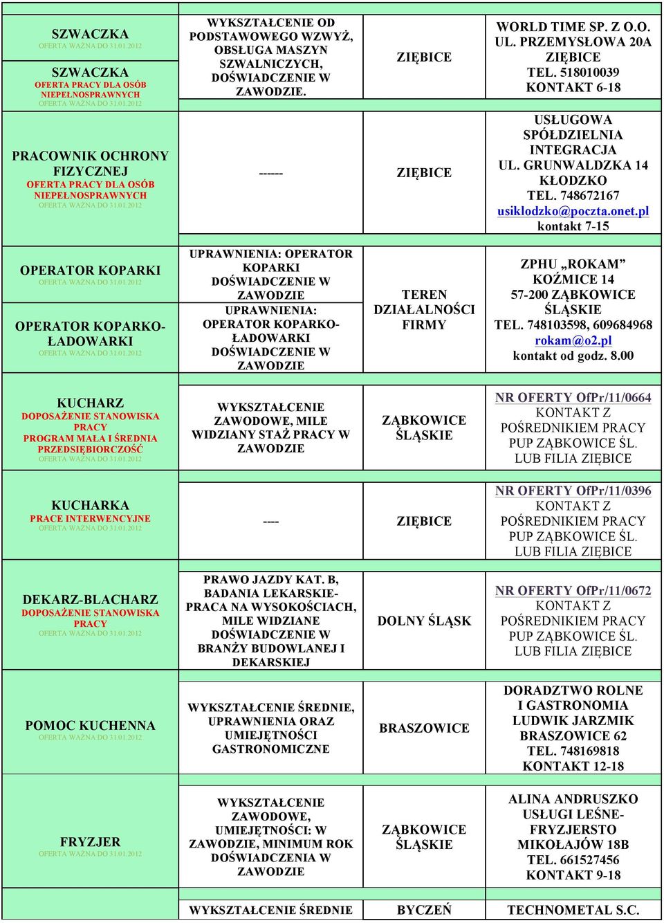 pl kontakt 7-15 KOPARKI KOPARKO- UPRAWNIENIA: KOPARKI W UPRAWNIENIA: KOPARKO- W TEREN DZIAŁALNOŚCI FIRMY ZPHU ROKAM KOŹMICE 14 57-200 TEL. 748103598, 609684968 rokam@o2.pl kontakt od godz. 8.
