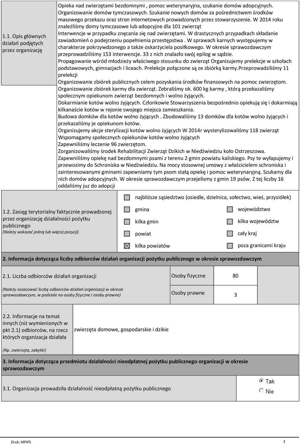 W 2014 roku znależliśmy domy tymczasowe lub adopcyjne dla 101 zwierząt Interwencje w przypadku znęcania się nad zwierzętami.