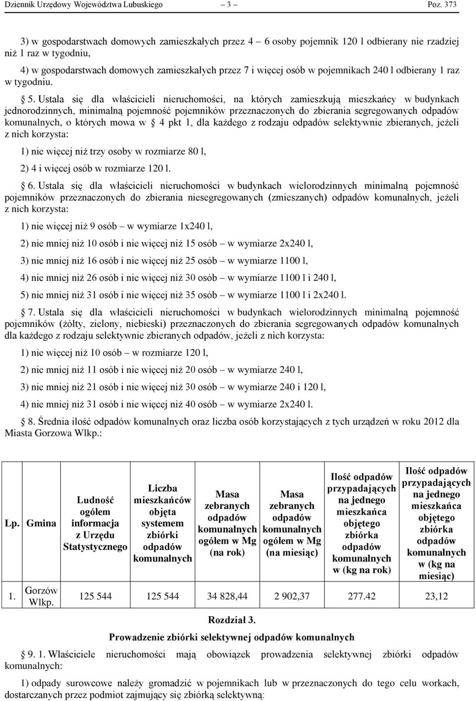 pojemnikach 240 l odbierany 1 raz w tygodniu. 5.