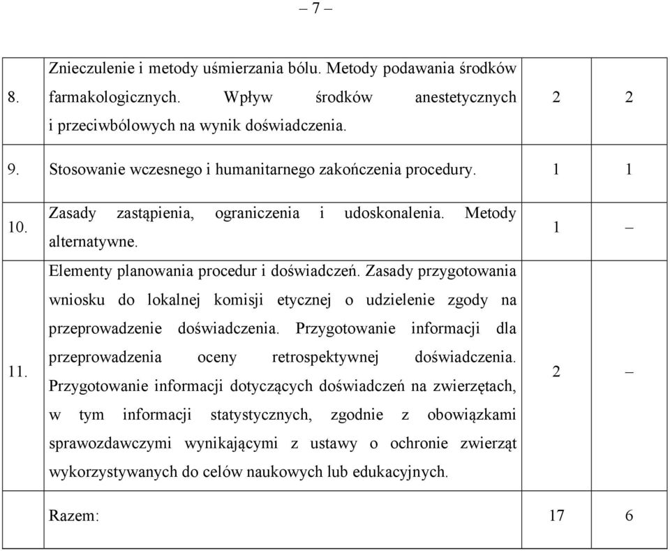 Zasady przygotowania wniosku do lokalnej komisji etycznej o udzielenie zgody na przeprowadzenie doświadczenia. Przygotowanie informacji dla przeprowadzenia oceny retrospektywnej doświadczenia.