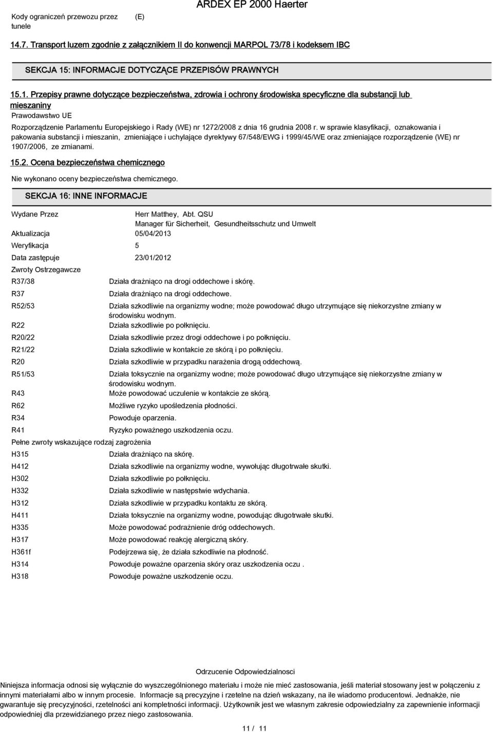 : INFORMACJE DOTYCZĄCE PRZEPISÓW PRAWNYCH 15
