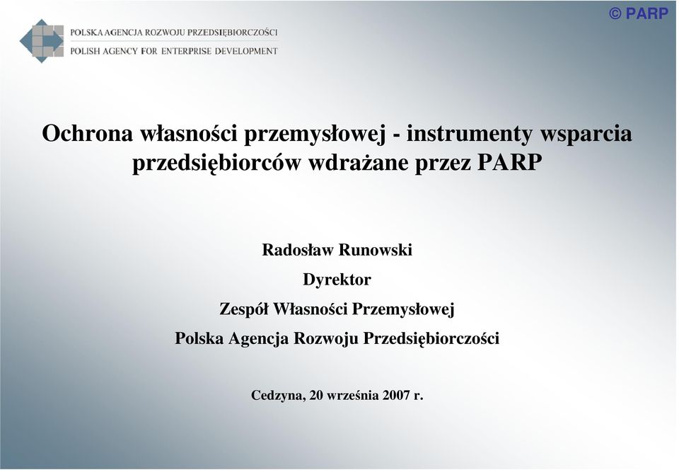 Dyrektor Zespół Własności Przemysłowej Polska Agencja