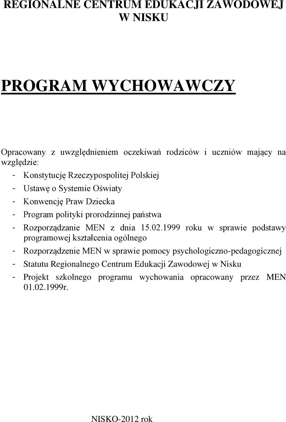 Rozporządzanie MEN z dnia 15.02.