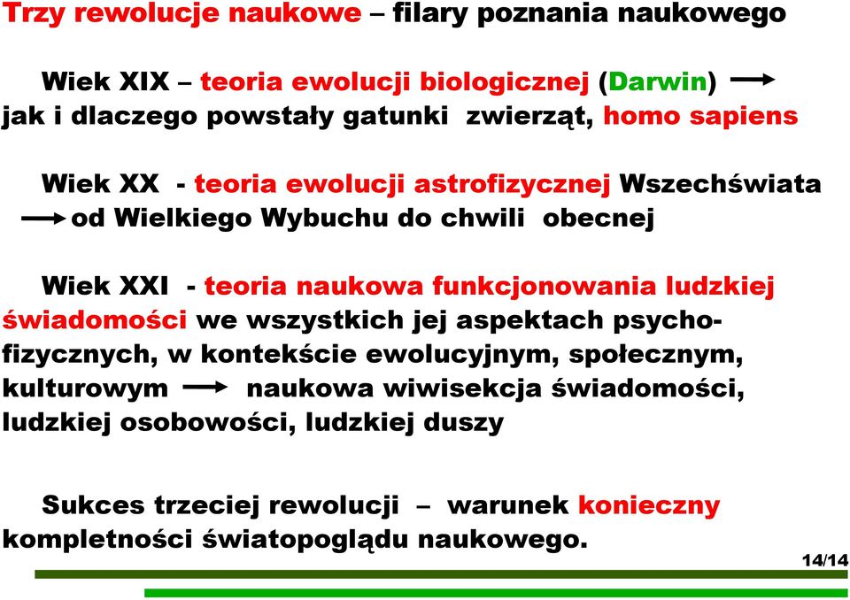 funkcjonowania ludzkiej świadomości we wszystkich jej aspektach psychofizycznych, w kontekście ewolucyjnym, społecznym, kulturowym naukowa