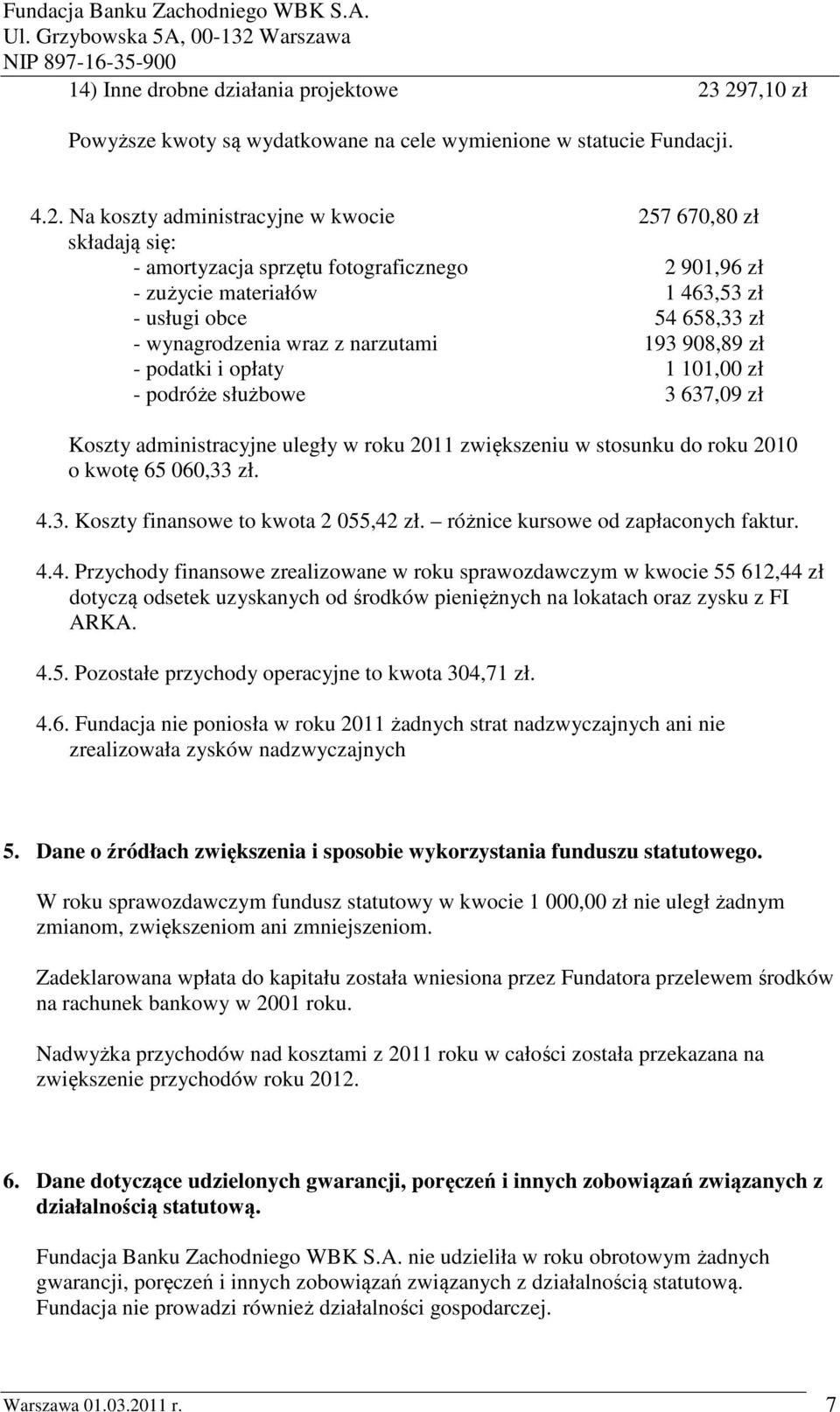 zużycie materiałów 1 463,53 zł - usługi obce 54 658,33 zł - wynagrodzenia wraz z narzutami 193 908,89 zł - podatki i opłaty 1 101,00 zł - podróże służbowe 3 637,09 zł Koszty administracyjne uległy w