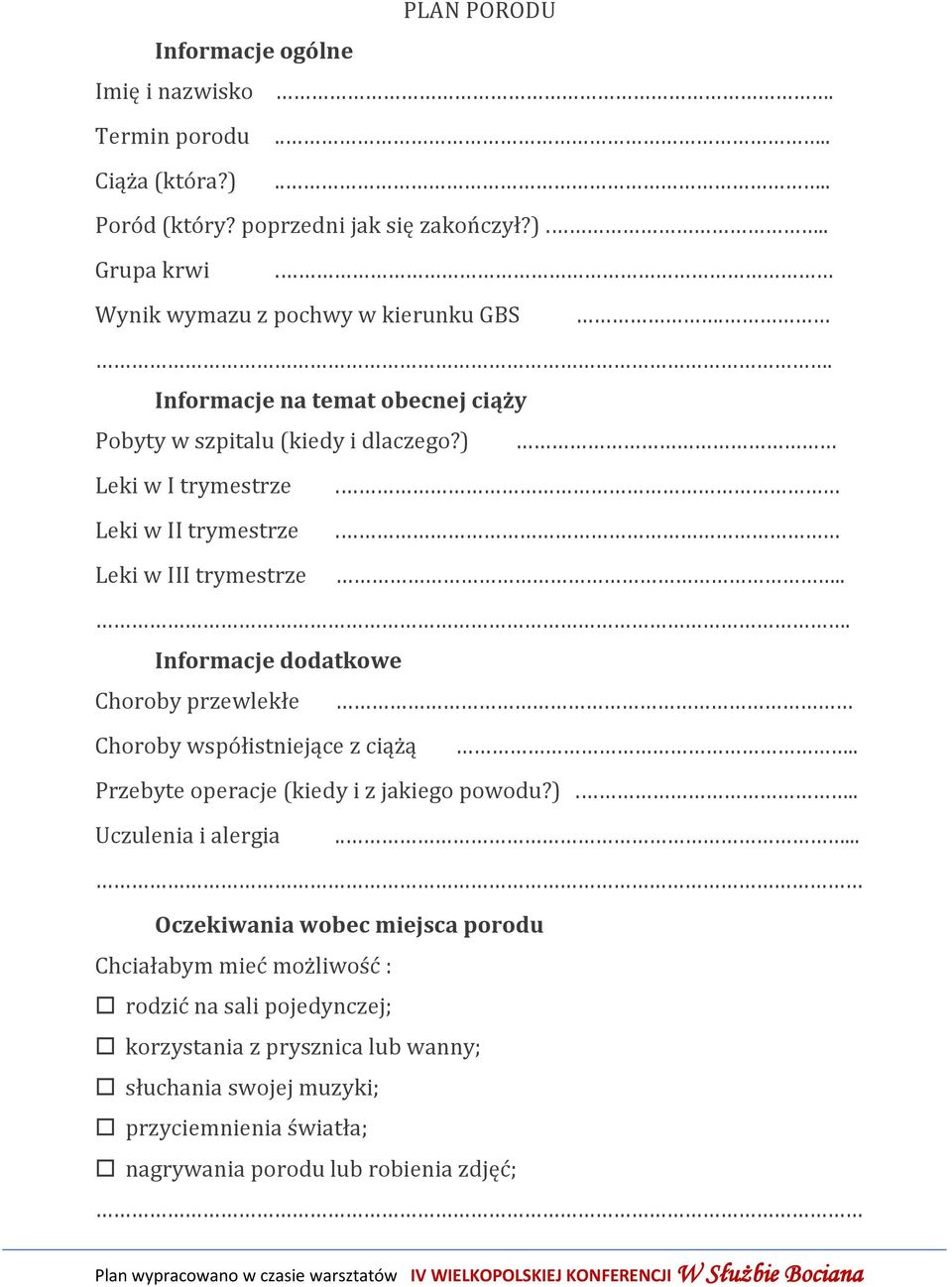 ) Leki w I trymestrze Leki w II trymestrze Leki w III trymestrze..... Informacje dodatkowe Choroby przewlekłe Choroby współistniejące z ciążą.