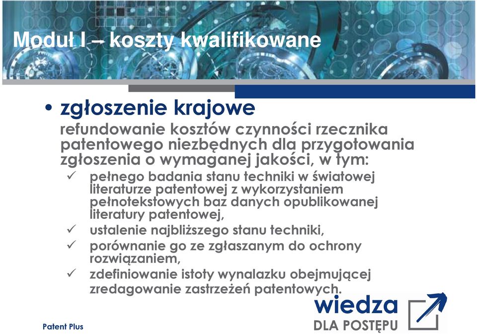 wykorzystaniem pełnotekstowych baz danych opublikowanej literatury patentowej, ustalenie najbliŝszego stanu techniki,