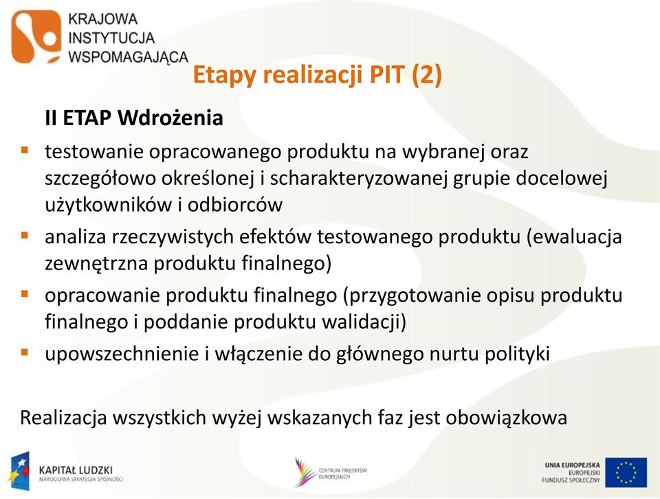 (ewaluacja zewnętrzna produktu finalnego) opracowanie produktu finalnego (przygotowanie opisu produktu finalnego i