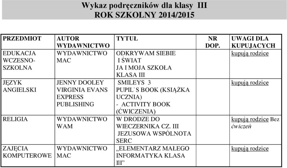 SMILEYS 3 PUPIL`S BOOK (KSIĄŻKA UCZNIA) - ACTIVITY BOOK (ĆWICZENIA) W DRODZE DO