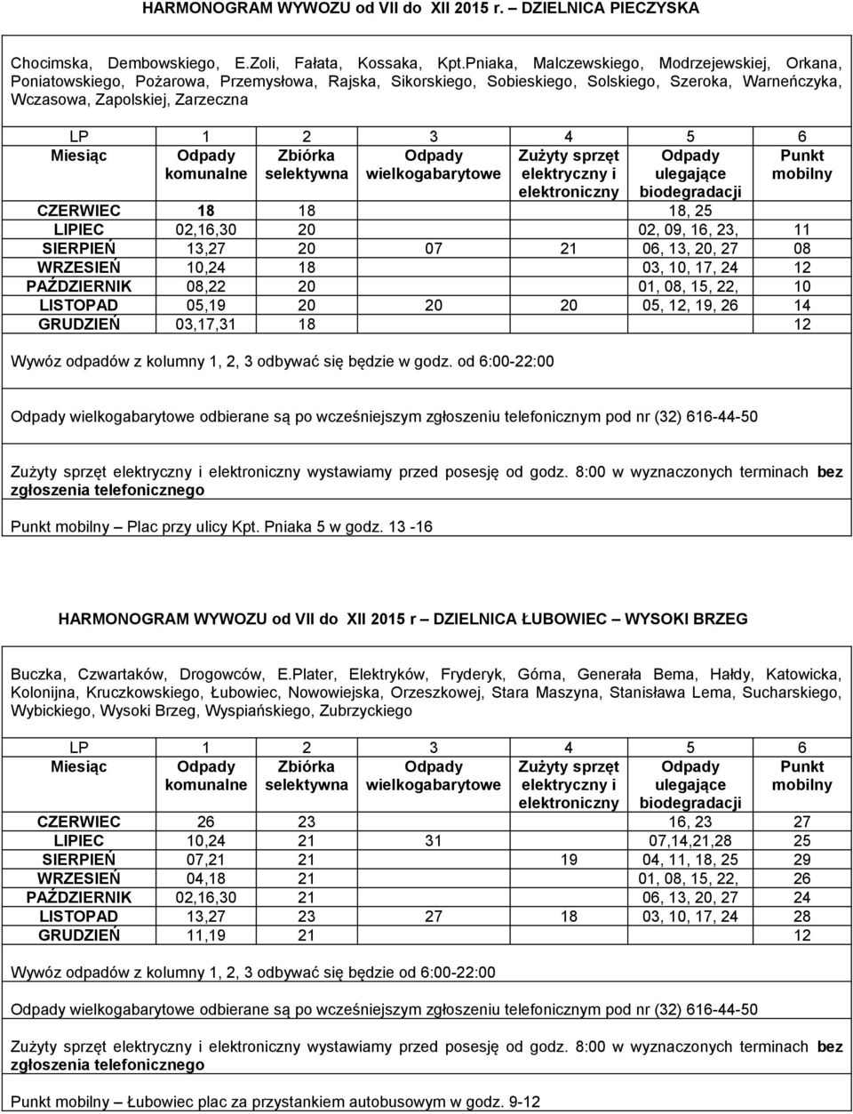 18, 25 LIPIEC 02,16,30 20 02, 09, 16, 23, 11 SIERPIEŃ 13,27 20 07 21 06, 13, 20, 27 08 WRZESIEŃ 10,24 18 03, 10, 17, 24 12 PAŹDZIERNIK 08,22 20 01, 08, 15, 22, 10 LISTOPAD 05,19 20 20 20 05, 12, 19,