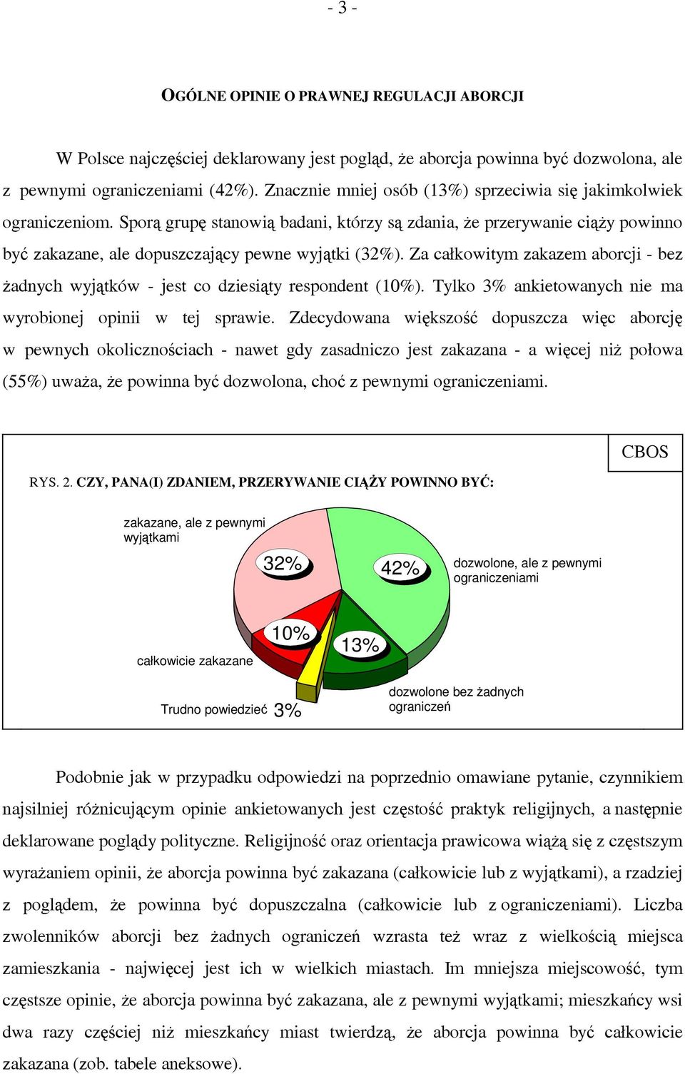 Za całkowitym zakazem aborcji - bez żadnych wyjątków - jest co dziesiąty respondent (10%). Tylko 3% ankietowanych nie ma wyrobionej opinii w tej sprawie.