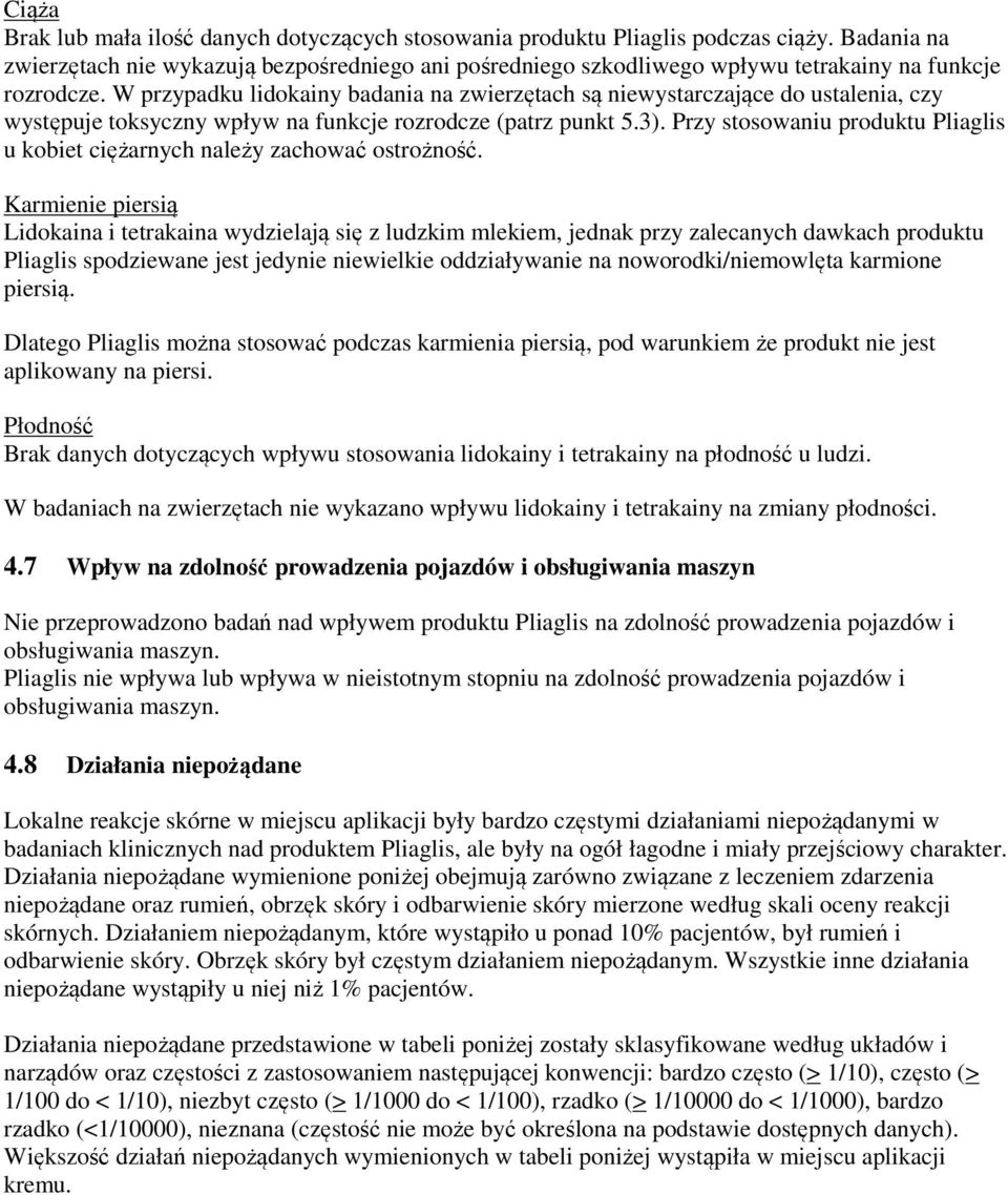 W przypadku lidokainy badania na zwierzętach są niewystarczające do ustalenia, czy występuje toksyczny wpływ na funkcje rozrodcze (patrz punkt 5.3).