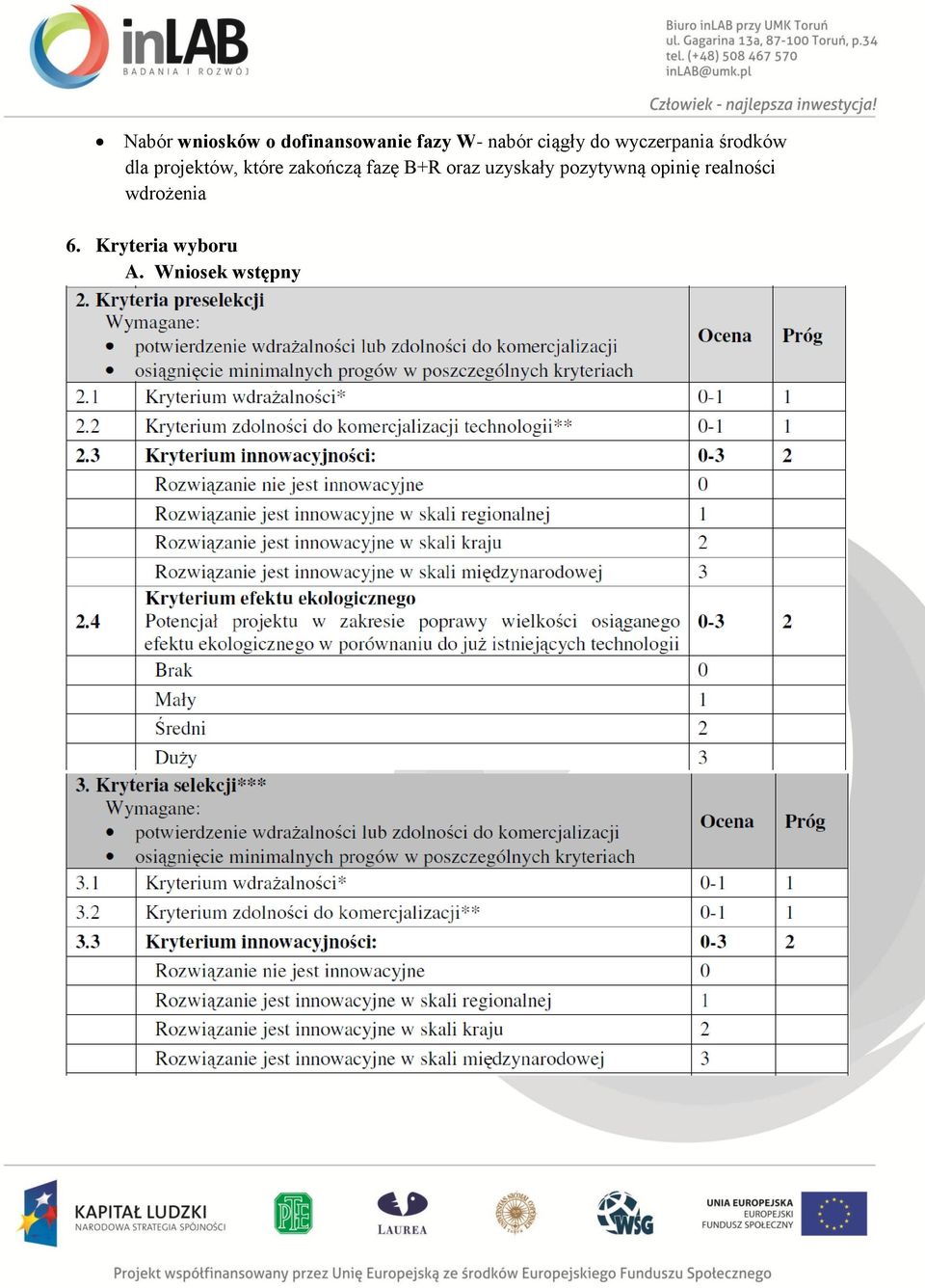 zakończą fazę B+R oraz uzyskały pozytywną opinię