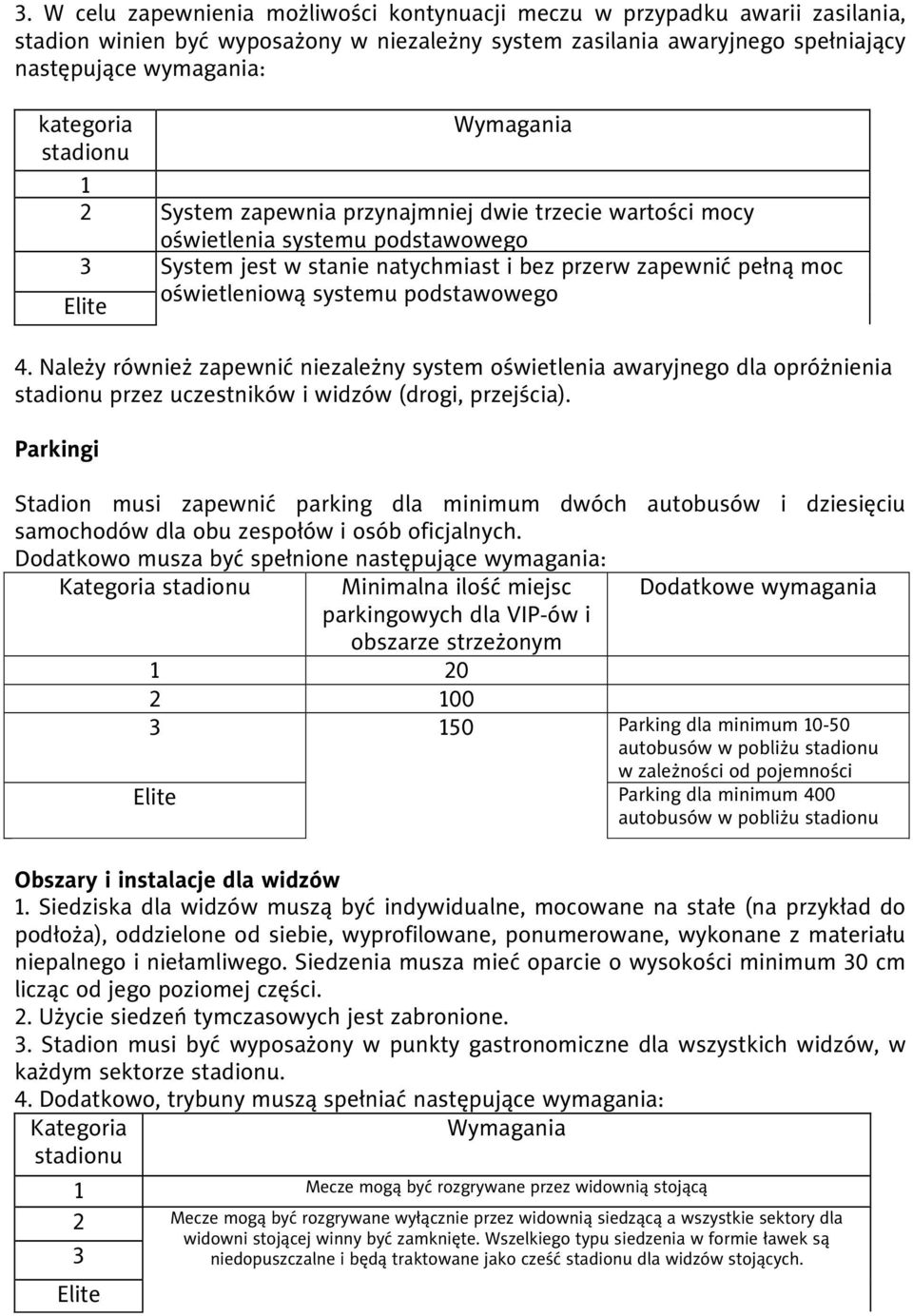4. Należy również zapewnić niezależny system oświetlenia awaryjnego dla opróżnienia przez uczestników i widzów (drogi, przejścia).