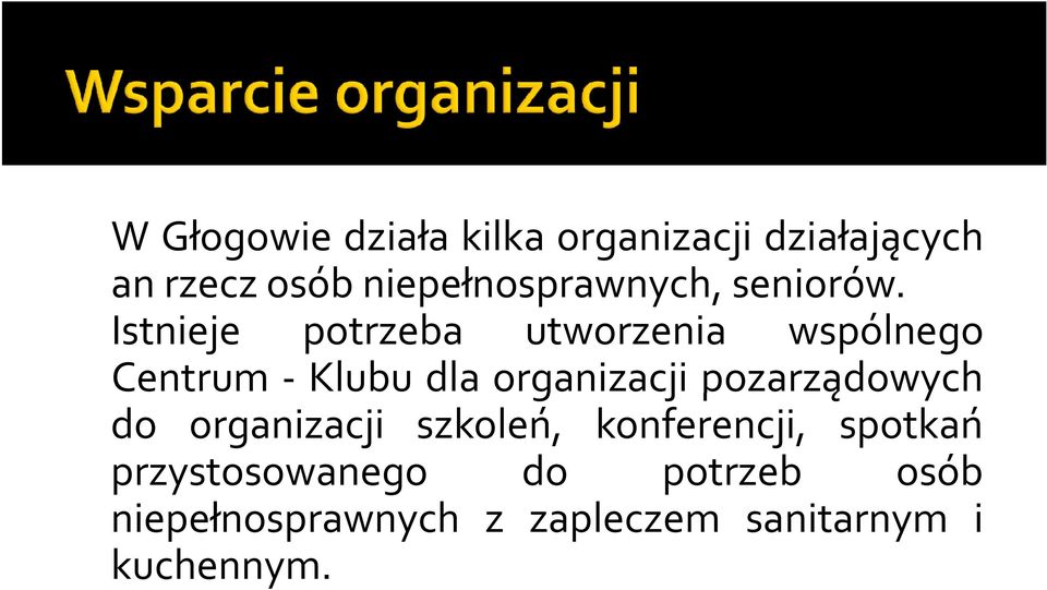 Istnieje potrzeba utworzenia wspólnego Centrum - Klubu dla organizacji