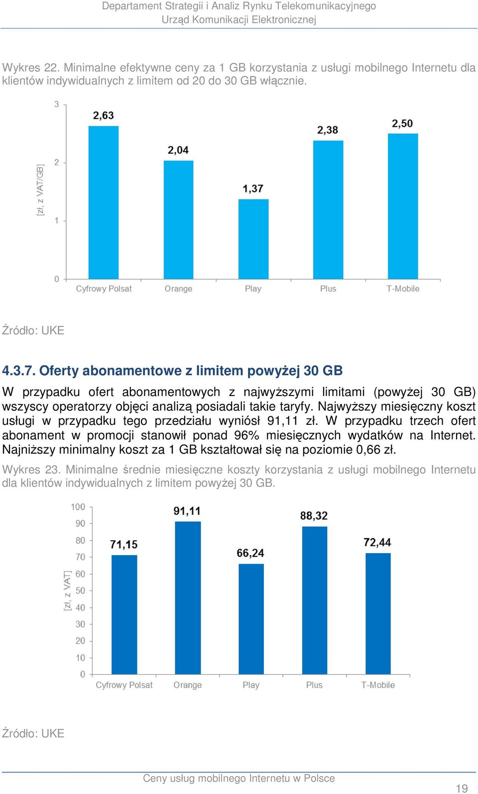 Najwyższy miesięczny koszt usługi w przypadku tego przedziału wyniósł 91,11 zł. W przypadku trzech ofert abonament w promocji stanowił ponad 96% miesięcznych wydatków na Internet.