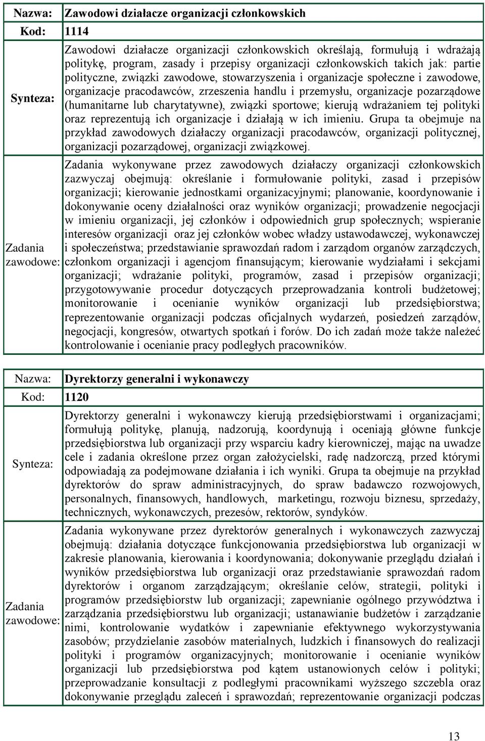 charytatywne), związki sportowe; kierują wdrażaniem tej polityki oraz reprezentują ich organizacje i działają w ich imieniu.