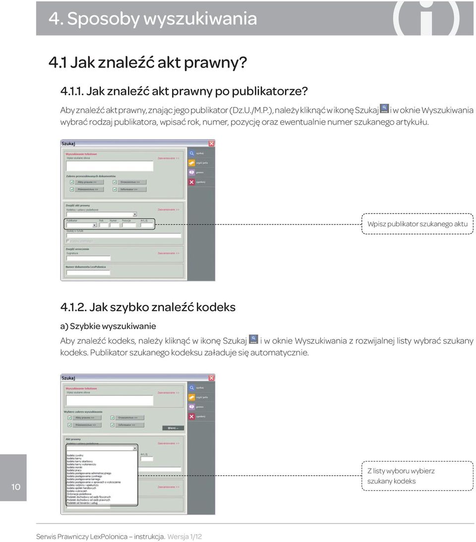 Wpisz publikator szukanego aktu 4.1.2.