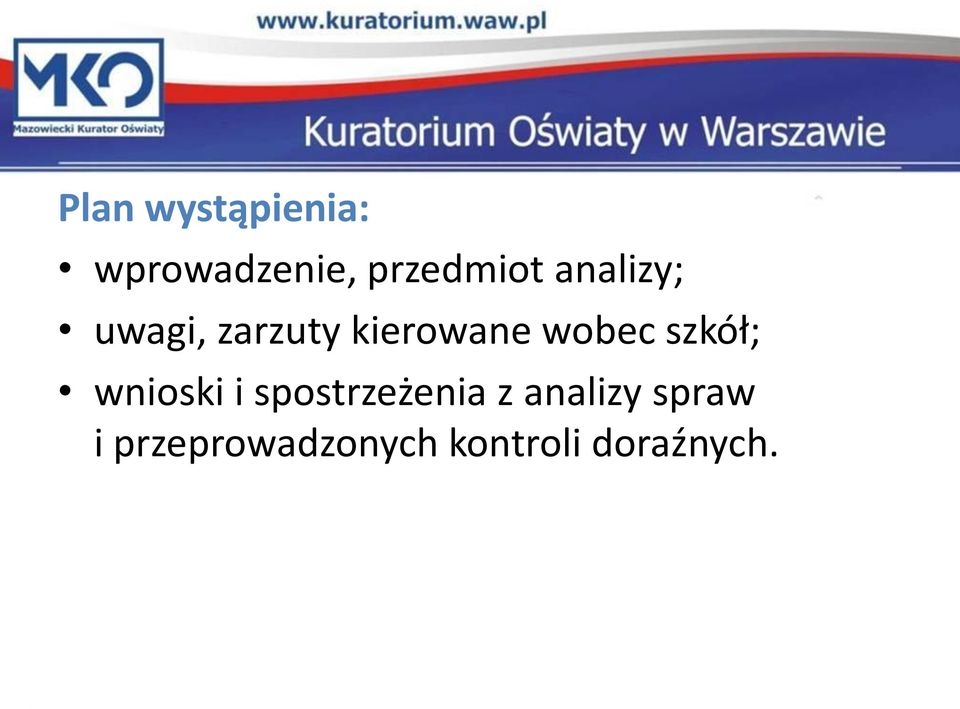 szkół; wnioski i spostrzeżenia z analizy