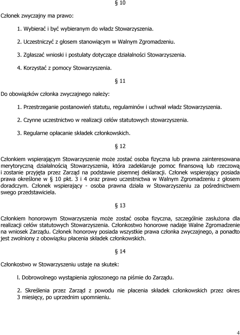 Przestrzeganie postanowień statutu, regulaminów i uchwał władz Stowarzyszenia. 2. Czynne uczestnictwo w realizacji celów statutowych stowarzyszenia. 3. Regularne opłacanie składek członkowskich.