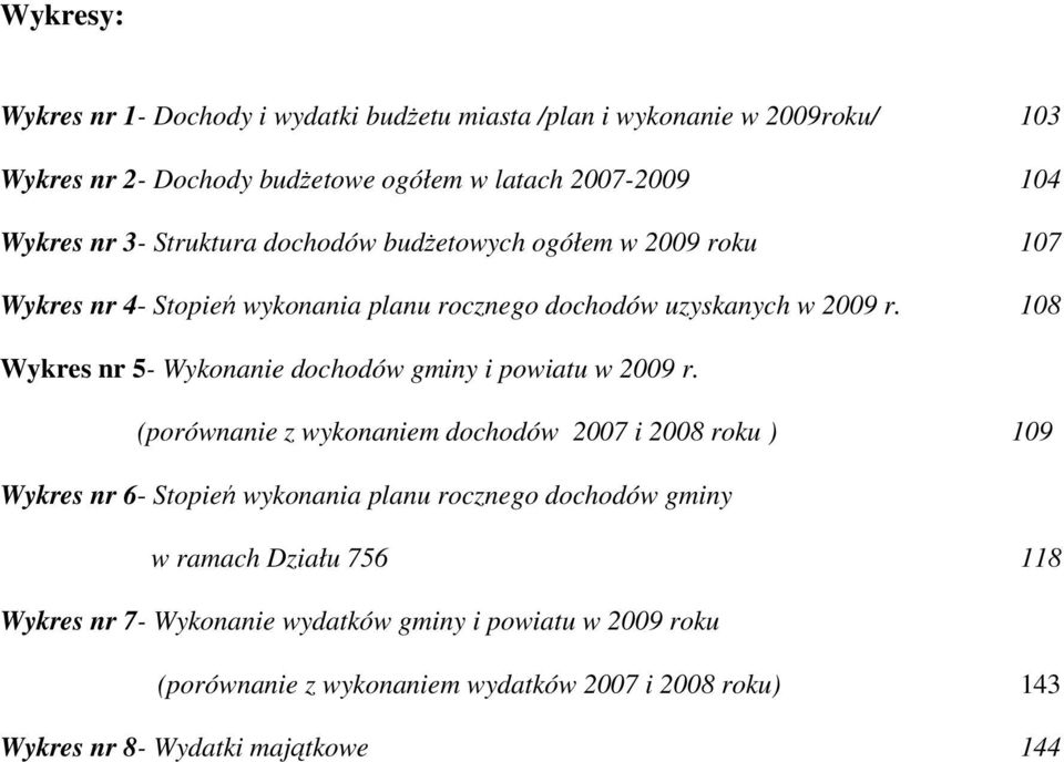 108 Wykres nr 5- Wykonanie dochodów gminy i powiatu w 2009 r.