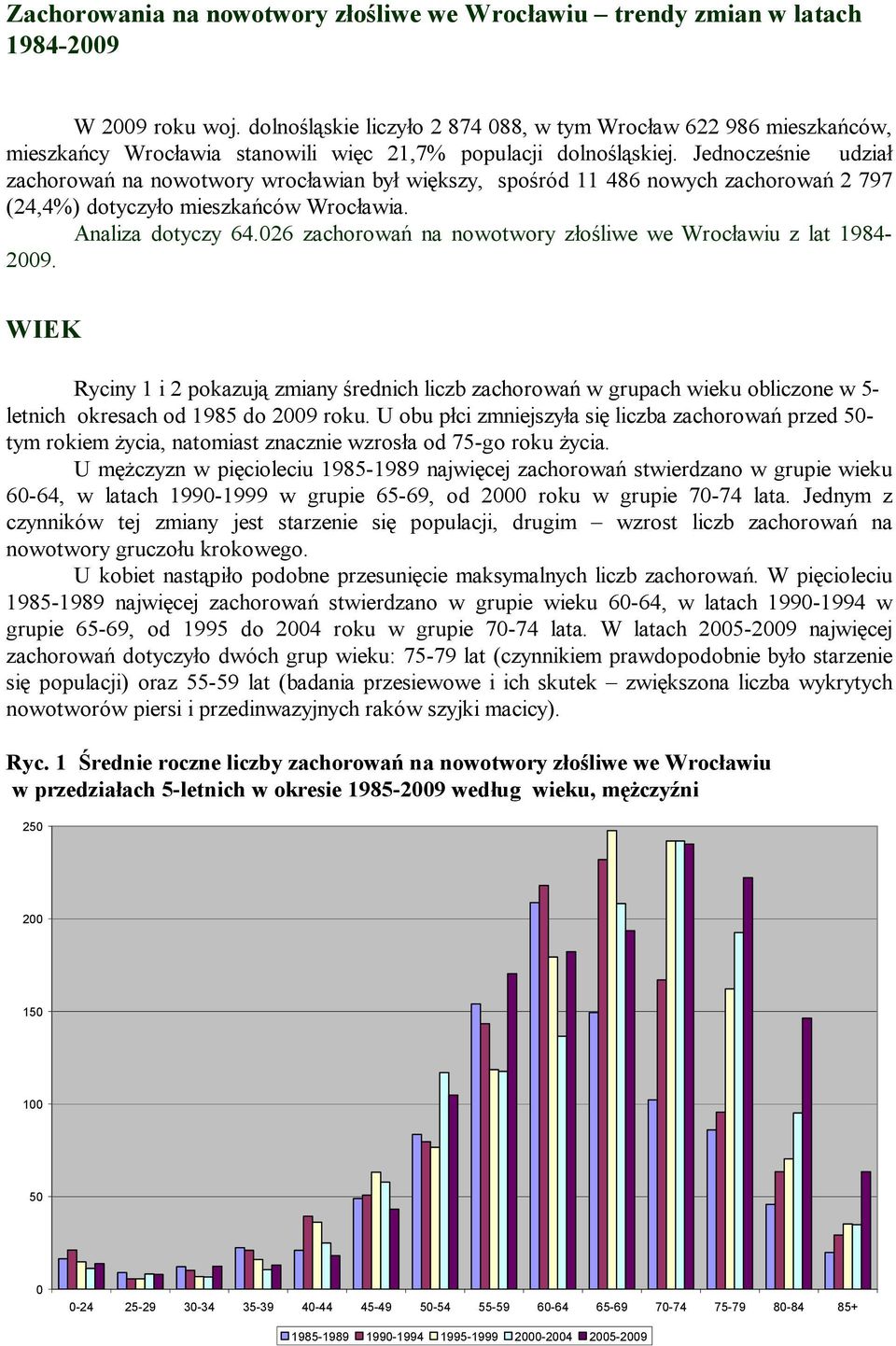 Jednocześnie udział zachorowań na nowotwory wrocławian był większy, spośród 11 486 nowych zachorowań 2 797 (24,4%) dotyczyło mieszkańców Wrocławia. Analiza dotyczy 64.