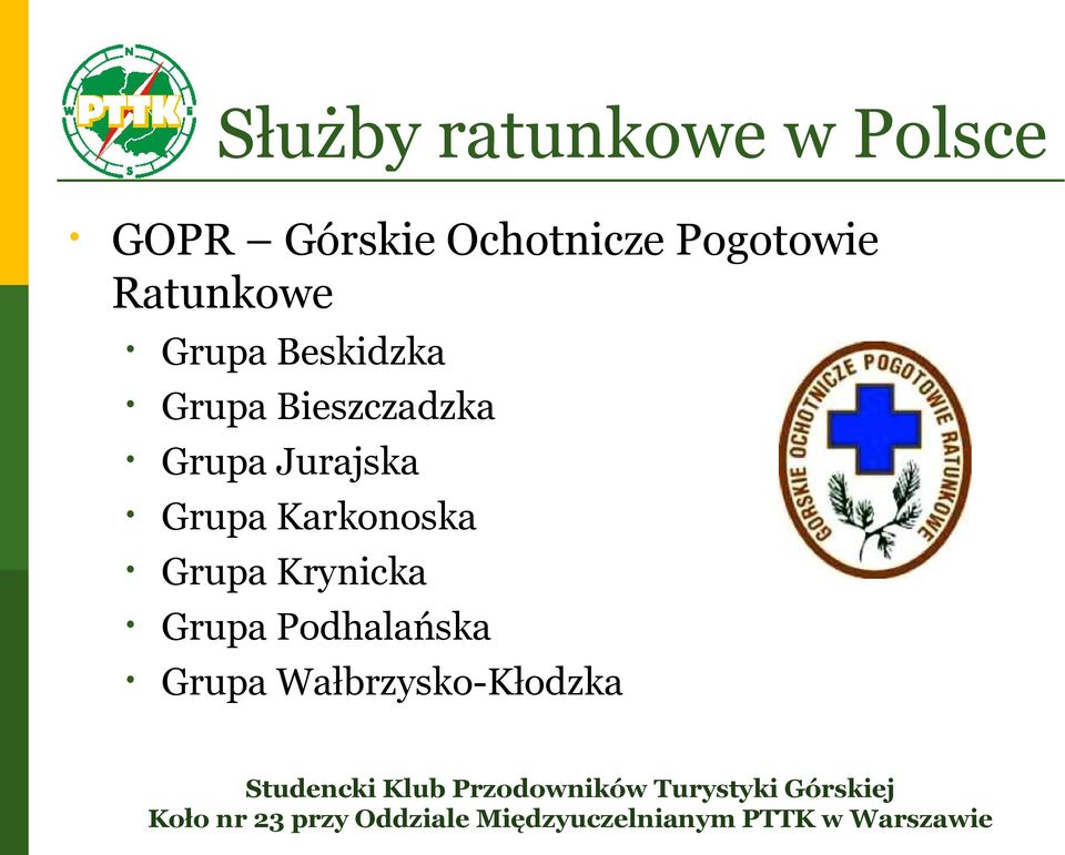 Grupa Bieszczadzka Grupa Jurajska Grupa